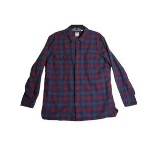 Levi's L/S Red Plaid Button Down Flannel Shirt Mens Large Relaxed Fit